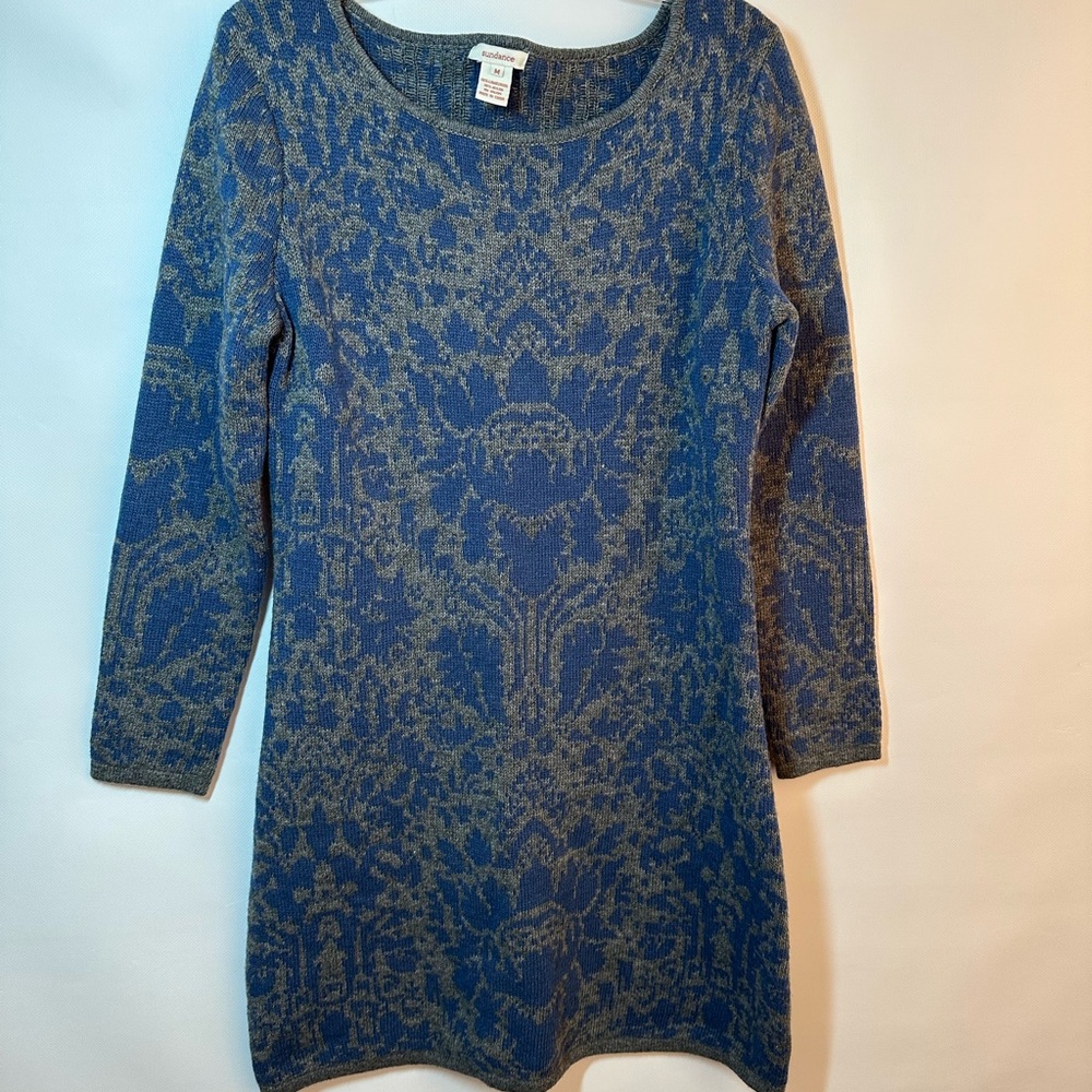 Sundance Blue and Brown Long Sleeve Dress